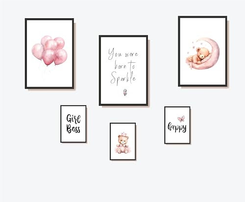 Generisch Babyzimmer Poster Set, 6 Stück, verschiedene Größen, für Mädchen