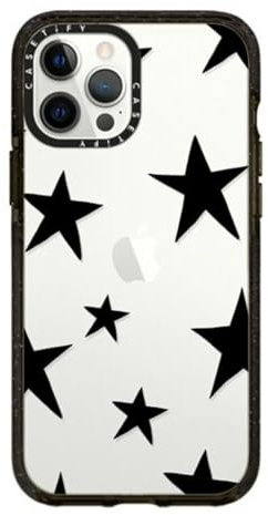 CASETiFY Impact iPhone 12 Pro Max Case [4X Military Grade Drop Tested / 8.2ft Drop Protection] - Stars Black - Clear Black