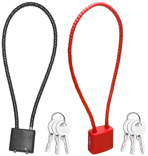 2 Pcs Steel Rope Padlocks with Keys, Shackle Padlocks Long Lock Padlock Flexible Cable Steel Rope Heavy Duty Padlock Lock for Suitcase Gate Bicycle Gym Locker