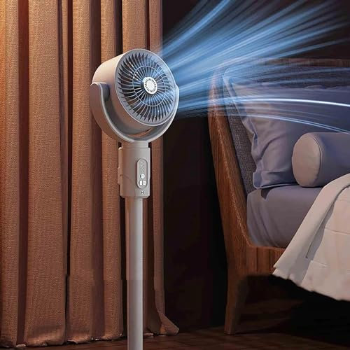 Ventilador oscilante inteligente, altura ajustable, circulación de 360 ​​grados, ventilador de piso silencioso y potente, ventilador de pie for dormitorio, sala de estar, oficina en casa y dormitorio