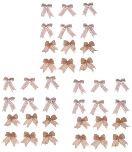 Cabilock 36stücke Leinen-lace-bowknoten Weihnachtsbaum-hänger Festliche Dekoration Für Weihnachtsfeiern Und Zuhause Ornamente Für Tür Treppe Und Kamin