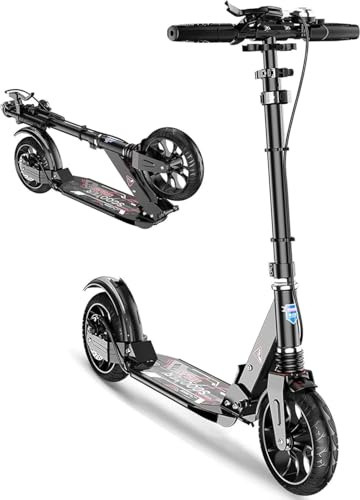 FMBLDM Einstellbar Cityroller Tretroller Erwachsene 150 Kg Tragkraft, City Roller Kinder 10 Jahre, Big Wheel Scooter Mit Bremsen Und Stoßdämpfern, Kickboard Klappbar B