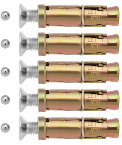 eMagTech Pack of 5 M10 Security Bolts for Anti-Theft Protection, M10 x 70 mm, Expansion Bolts, Safety Anchor Bolts, Suitable for Attaching Concrete Blocks with 6 mm Steel Balls