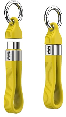 BRIMFORD Câble Court USB C vers USB C 13cm Multifonction, Thunderbolt 4 40Gbps, Charge Rapide 240W, Sortie Vidéo 8K@60Hz, avec Porte-clés Portable, pour Samsung S25, iPhone 17, MacBook, Tablette, SSD