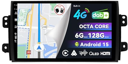 BXLIYER | Eingebaut 4G LTE DAB | Android 15 QLED Autoradio für Suzuki SX4 (2006-2013) | 6G+128G | CarPlay Android Auto | Kamera + MIC | Daul-Band WiFi Lenkradsteuerung DSP Bluetooth | 9 Zoll Octa-Core
