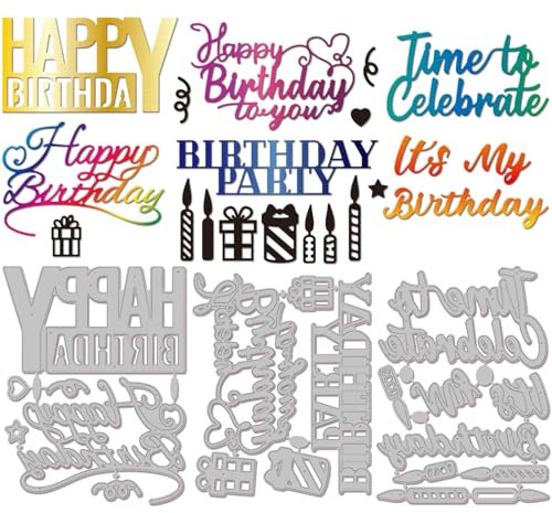GLOBLELAND Künstlerische Stanzformen Mit Geburtstagstext Metallstanzungen Mit Segenswörtern Stanzformen Für Geschenkboxen Stanz Und Prägevorlagen Für Scrapbooking Basteln Papierkartenherstellung
