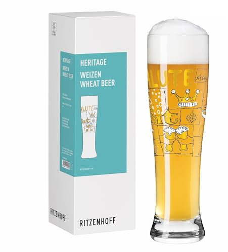 RITZENHOFF 8061002 Weizenbierglas 500 ml - Serie Heritage - mit Game-Motiv und Goldakzenten - Made in Germany
