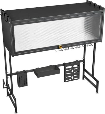 VIIROUD - Escurridor de platos de 3 pisos por encima del fregadero, resistente y resistente a las caídas, ahorra espacio y embellece la cocina, 75 x 30 x 78 cm, color negro