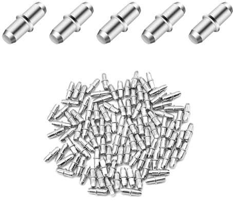 100 mensole 5 x 16 mm con anello di sicurezza | Supporto per ripiani per scaffali, armadi e librerie | Supporto per scaffali, supporto per mobili di