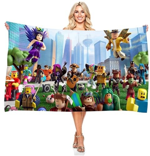 WlsqDE Roblx Badetuch, Roblx Strandtuch, 75X150cm Anime Handtuch, Anime Badelaken, Kinderbadetuch, Badetuch, Handtuch, Badehandtuch, für Strand Gym Reise Sauna, Jungen Mädchen