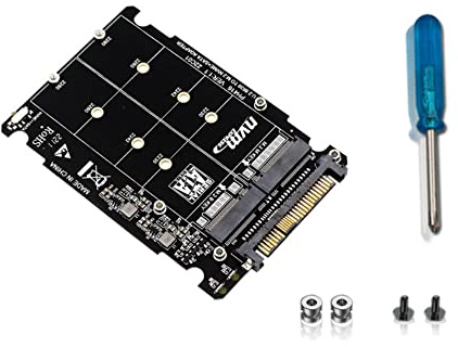 Xnuiasqe M.2 SSD to U.2 Adapter 2in1 M.2 NVMe and -Bus NGFF SSD to PCI-E U.2 SFF-8639 Adapter PCIe M2 Converter,Without Shell