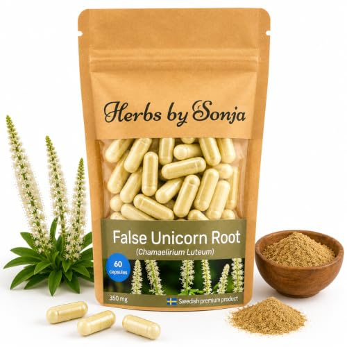 False Unicorn Root 350mg, 60 Kapseln, Traditionelle Heilpflanze für Frauen | Pflanzliches Nahrungsergänzungsmittel mit nordamerikanischem Kräuter-Erbe und Anwendungstradition in der Naturheilkunde