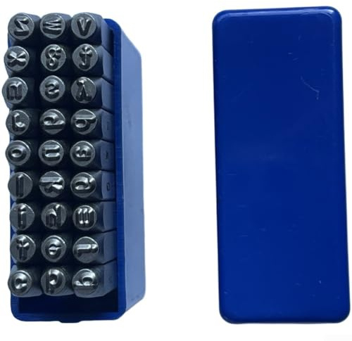 27pcs Steel Stamp Set 3mm Lowercase Letters and Numbers Heavy Duty Carbon Steel Punch Kit with Symbol for Metal Jewelry Leather Marking with Impact-Resistant Storage Case