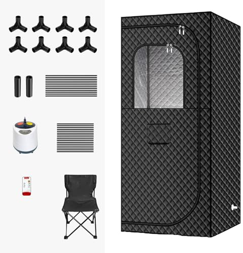 Ångbastu För Hemmet, Inomhusbastu 1200w, 2l ånggenerator, Helkropps Bastutält, Stol Inkluderad, Snabbvärmande Bastu, Bastu Med Timer, Muskelavslappnande Bastu(80cm(31.4in))