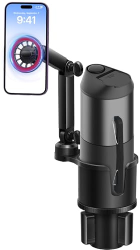 Car Phone Holder Cup Holder Mount, Magnetic Cup Holder Phone Holder, 360° Rotating Flexible Cup Holder Cell Phone Cradle for Car Truck SUV, Hands-Free Cup Holder Phone Stand for iPhone 17 16 15 14 13