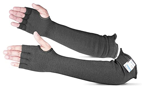 Manchons de bras en Kevlar résistant aux coupures/rayures/chaleur avec ouverture du doigt 45,7 cm, noir