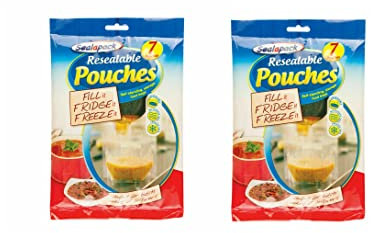 Sealapack 14 x Resealable Food Soup Bag Pouches Fridge Freeze 1L Storage Fruit