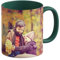 LOOXIS Mug personnalisé, à créer soi-même, à partir de sa photo + texte, différentes couleurs -Idée de cadeau anniversaire, mariage - impression panoramique sans bordure possible, 325ml. Vert foncé