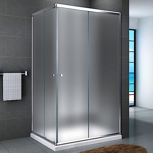 Yellowshop - Box doccia a 3 lati cabina cristallo 6 mm rettangolare quadrato 70 80 90 100 120 (cm 70 x 100 x 70 Puntinato Opaco)