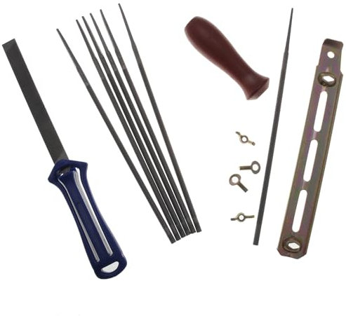 Jardiaffaires Feilenhalter + 7 Feilen 4,8 mm + 1 Flacher Kettensäge Kette 325