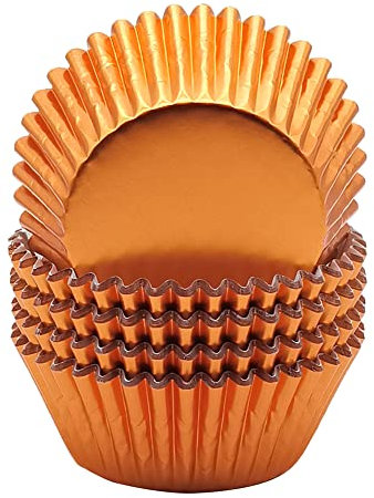 Mombake Einweg-Backförmchen aus Standard-Folien Papier, Muffin-Cupcake-Förmchen für Partys und mehr (Orange, 100 Stück)