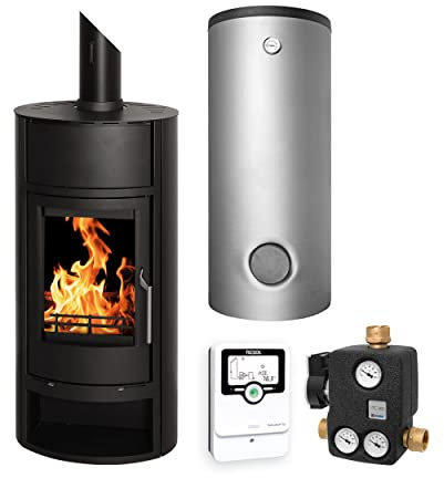 Schmitzker KS3009 Faro Base Wasserführender Kaminofen - Komplett-Set mit Pufferspeicher TPSM 500L, inkl. Isolierung