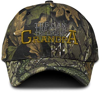 Camo Baseball Cap Grandpa The Myth Legend A Embroidery Cotton Strap Closure, Forest Tree Green, Einheitsgröße