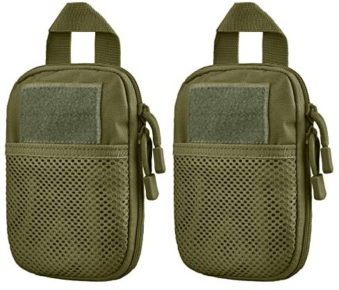 TRIWONDER Taktische Hüfttaschen Militär Kompakt Gürteltasche EDC Tasche Multifunktional Gürteltasche Handytasche für Camping Wandern und Reisen (Grün - 2 Stücke)