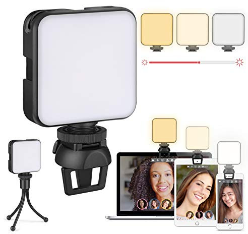 Videokonferenz-Beleuchtungsset, Laptop-Licht, Zoom-Beleuchtung mit Clip und Ständer, Webcam-Ringlicht für Zoom-Meetings, Fernarbeit, Make-up, Fotografie (Dimmbar und Wiederaufladbar)