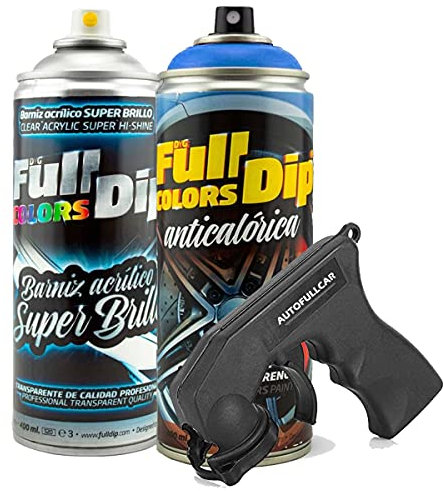 AutoFullCar - Peinture anti-calorique acrylique brillant Full Dip pour pinces de frein - 2 spray 400 ml (bleu Miami brillant)