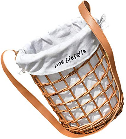 BESTonZON Geflochtenen Korb Picknickkorb Einkaufskorb Geschenkkorb Tragekorb mit Liner Blumenmädchen Korb Rustikale Landhausstil Picknickbedarf Allzweckkorb Erntekorb Aufbewahrungskorb Klein