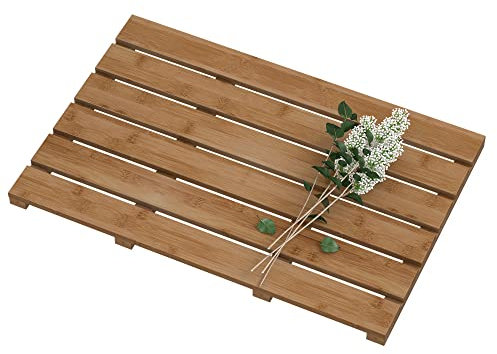 Bambus Holz Badematte für Luxus Dusche - Rutschfester Badezimmer Wasserdichter Teppich für Innen oder Außen (Walnuss)