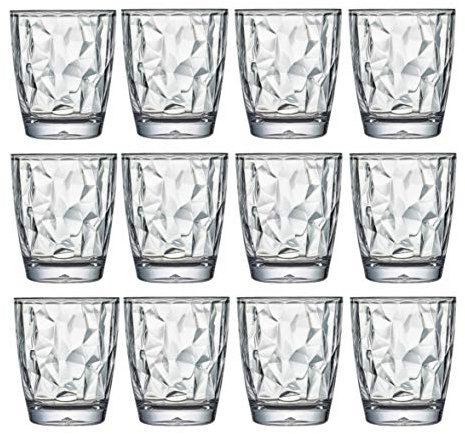 VEILEDGEM Set di 12 bicchieri infrangibili in plastica rigida in Tritan, infrangibili, senza BPA, riutilizzabili, da cucina, da 283,5 g, trasparenti