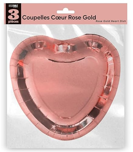 surprisez vous Assiette mariage coeur rose gold en coupelle (x3) REF/APCCRG