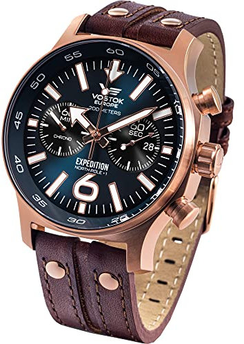 Vostok Europe Herrenuhr Expedition Nordpol 1 Chronograph mit Lederband 595B645