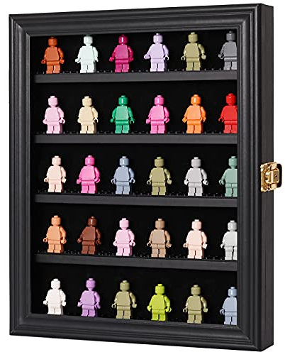 VERANI Minifigures - Vetrina in miniatura da collezione, montaggio a parete, con protezione UV, anti sbiadimento, trasparente al 92%, per piccoli oggetti con serratura e ripiani rimovibili, colore