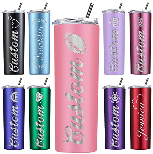 Vasos personalizados con tapas y popote, Regalos Vaso aislado delgado de 20 onzas con grabado láser para mamá y mujer