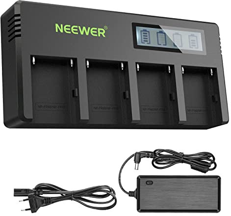 NEEWER Chargeur de Batterie NP-F à 4 canaux avec écran LCD, Compatible avec Sony NP-F550 F570 F750 F770 F930 F950 F960 F970 FM50 FM500H QM71 QM91 QM71D QM91D