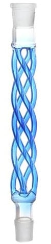 KAYA Glas-Schaft CURLY Blau für Shishas und Wasserpfeifen mit 29.2 Schliff-Anschluss an Base + Kopf, spiralförmig gedrehtes Glas, Länge 36cm