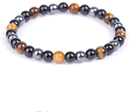 Tigerauge Armband, Tigerauge und Obsidian Magnetarmband, QUALITÄT DER KLASSE A,6/8/10MM,Sonnenschein, Selbstbewusstsein, Angstlösen (Gelbes Tigerauge Obsidian Magnetarmband(KLASSE A),6MM)