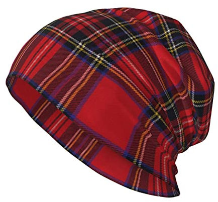 ANGYANG Totenkopfmütze Royal Stewart Tartan Strickmütze Polyester Balaclava Slouchy Beanie Mütze Laufmütze
