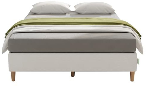 Novilla 35cm King Size Metal Platform Bed Frame, 5FT Mattress Foundation With Fabric Cover, Metal Slat Support, Solid Wooden Support Legs, Easy Assembly, Bedroom Furniture, 80x190cm, Grey