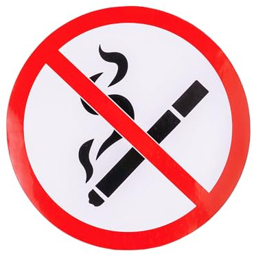 Aufkleber für Rauchen verboten, 6 Stück, Ø 10 cm Durchmesser, selbstklebende Folie, außenklebend, No Smoking Sticker, Verbotsschild Zigaretten, Verbotszeichen Rauchen nicht erlaubt, Zigarettenverbot
