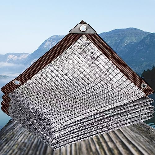 Shade Netting Sunblock Shade Sail With Grommets, 12-Pin Shade Cloth Greenhouse For Garden, Pergola, Patio Plants, Chicken Coop, Swimming Pool Outdoor. (Aluminium Foil / 9 * 26m / 29.5ft*85.3ft)