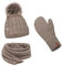 ELIMELI® Damen Winter Mütze warme Strickmütze Wintermütze mit Bommel Slouch Strick Beanie Damen für Winter Bommelmütze Hergestellt in EU Farbenauswahl 15568 (Cappuccino - Mütze Schal Handschuhe)