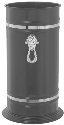 Acan Tradineur - Paragüero Redondo con Adorno - Fabricado en Latón - Soporte para Paraguas cilíndrico metálico para Entrada de oficinas, hogar, diseño clásico - Ø 23,2 x 40,4 cm - Color Plata