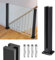 YRHome Edelstahl Geländerpfosten Glasklemme Glashalter Glasgeländerpfosten Glasgeländer Glas Balustraden-Geländerpfostenklemme für Balkonterrasse Außenpool (Schwarz-Mittelpfosten, 95cm/37.4)