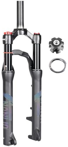 20 24 Zoll Mountain Front Gabel Federgabel Fahrrad Luft Gabel Federweg 100mm Spread 100mm 9mm QR Schnellspanner 28.6mm Gewindeloser Gabelschaft Manuell Lockout(24inch)