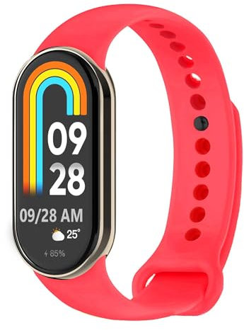 OcioDual Correa de Recambio Compatible con Xiaomi Mi Band 8, de color Rosa, Pulsera de Repuesto de Silicona Suave Flexible Sport Goma Transpirable