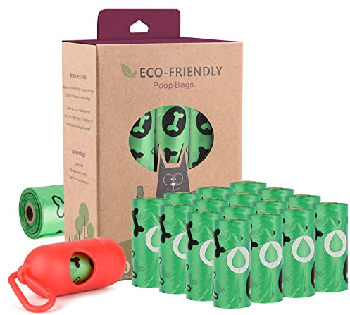 JBBFCAN Dog Poo Bags 240 Green Large Poop bags with Dispenser,Super Strong 100% Leak Proof Poo bags dogs rolls with Corn Starch Compostable